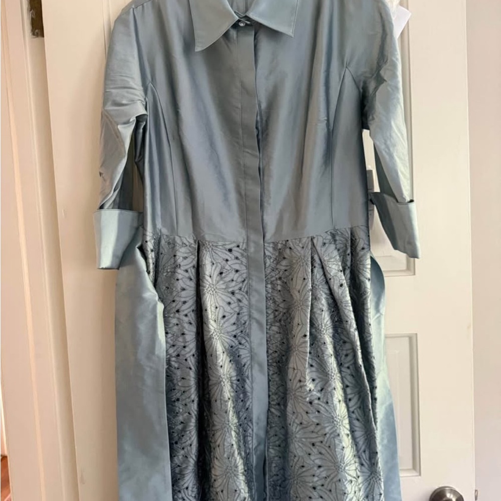 Rickie Freeman for Teri Jon Blue Pleated A-Line Dress
